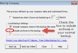 Include archive in backup